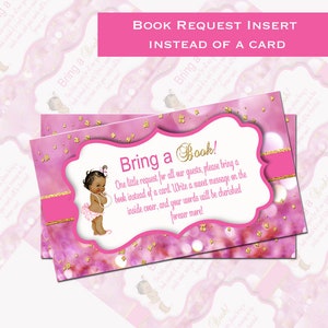 Prinses brengt een boek, bokeh brengt een boek, Babyboekverzoekkaartinzetstuk, Breng een boek mee in plaats van een kaart, Babyshower babymeisje