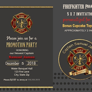 Firefighter birthday invitation,  fireman promotion party, fireman promotion, firefighter announcement, fire fighter printable, digital