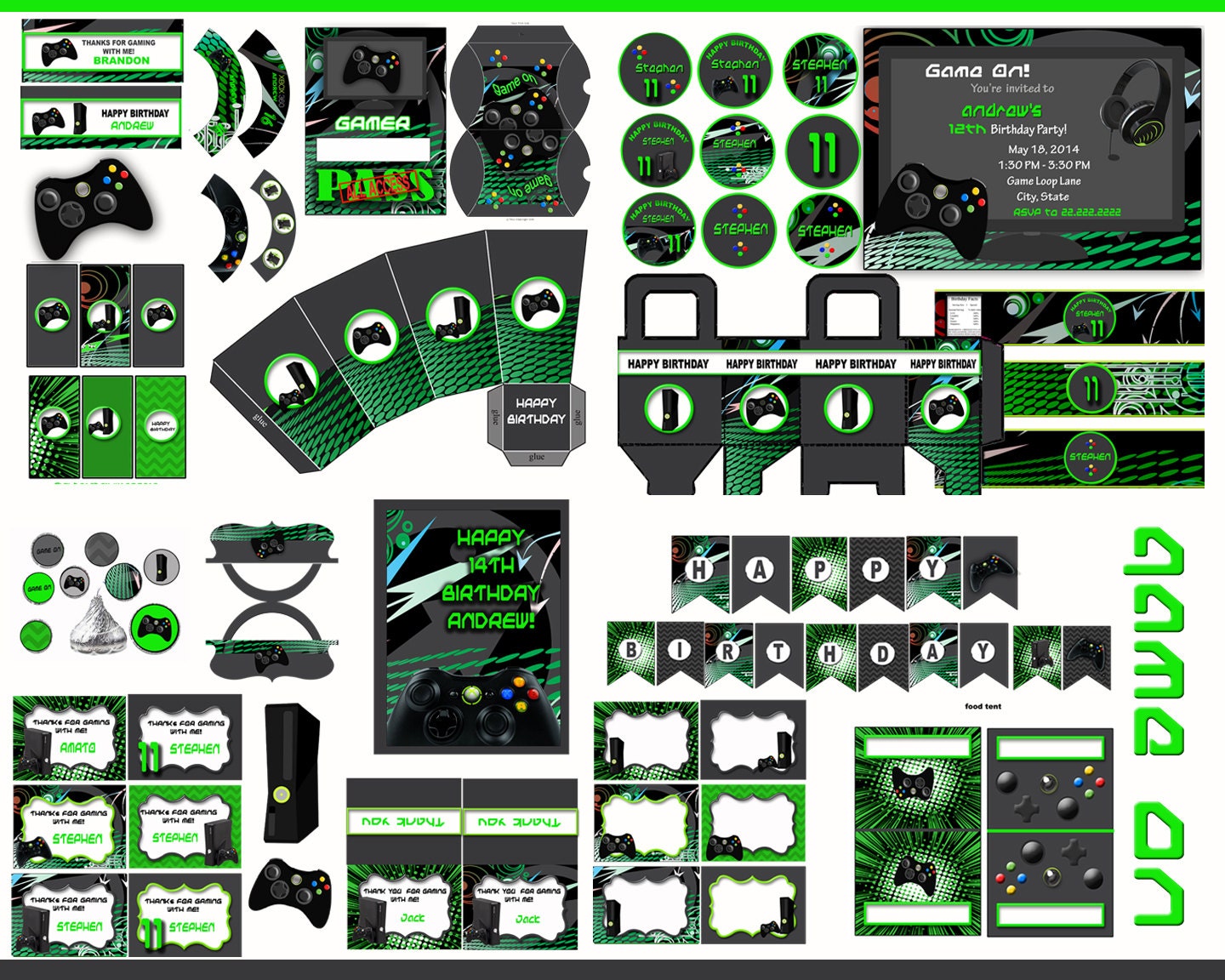 xbox party video game birthday video game printable video