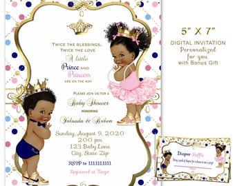 Prince and Princess Twins Baby Shower Invitation (Digital)