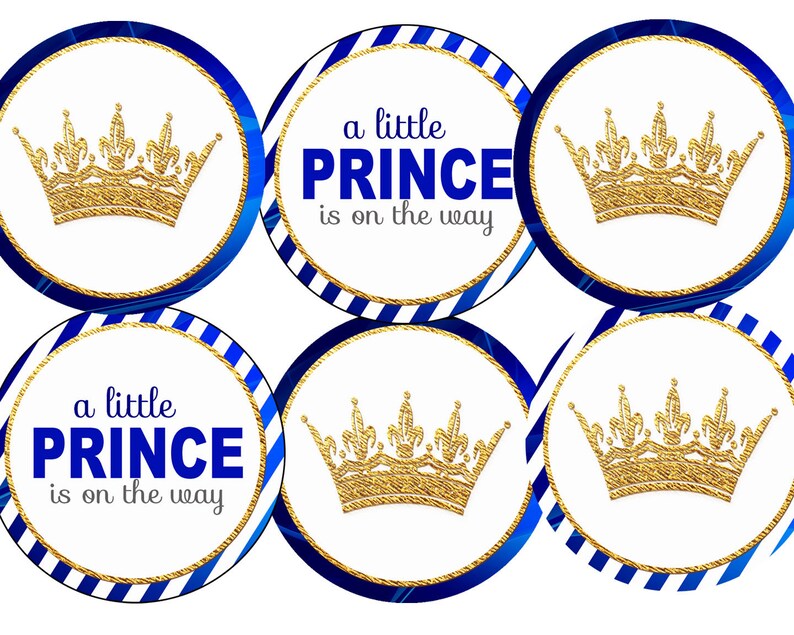 Little Prince Baby Shower, Crown Little Prince Cupcake Topper, Baby