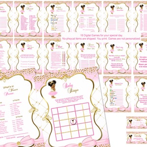 Princess Baby Shower Games: Pink & Gold Tutu Theme (Digital Download)