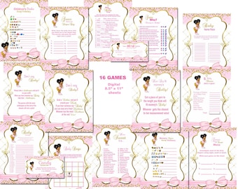 Princess Baby Shower Games Bundle: Pink & Gold Glitter (Digital Download)