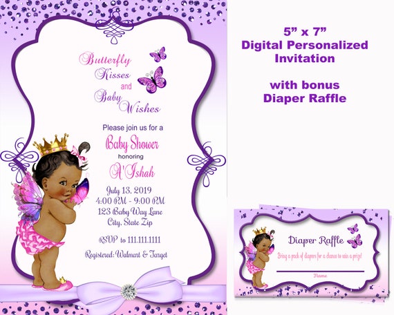 butterfly kisses baby shower invitation