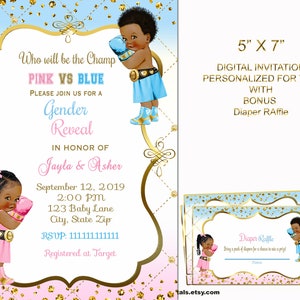 Boxer Baby Gender Reveal Invite, Boxer Theme, Boxing Baby Shower, Champ, Boxing Theme, Sports Baby Shower