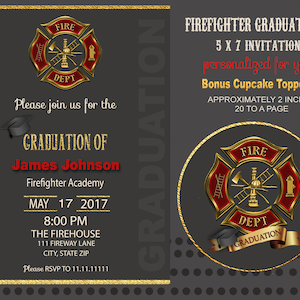 Firefighter graduation Firefighter academy,  graduation bonus cupcake toppers printable fireman graduation fire academy graduation