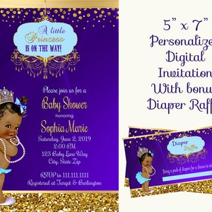 Princess Baby Shower Invitation: Purple, Aqua, Glitter (Digital)