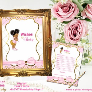 Wishes for Baby Shower Game: Printable Cards & Table Sign (Digital Download