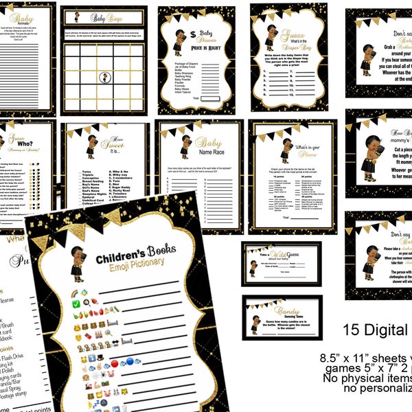 Champ Baby shower games, little prince boxer, boxing baby shower, black and Gold Baby Shower Games