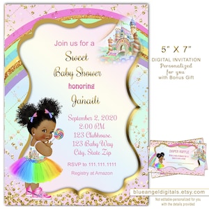 Candy Land Baby Shower Invitation: Rainbow Birthday Party, Personalized Digital File