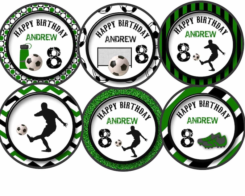 Soccer Cupcake Toppers Soccer Birthday Cupcake Toppers Etsy