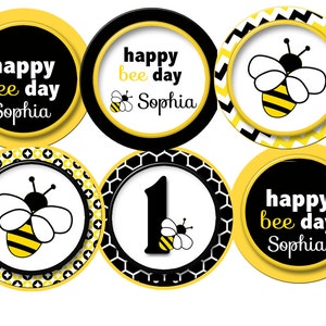 Bumble bee cupcake toppers,  bumble bee party  bumble bee birthday toppers personalized cupcake toppers cupcake toppers