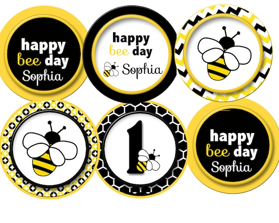 Bumble Bee Cupcake Toppers, Bumble Bee Party Bumble Bee Birthday Toppers  Personalized Cupcake Toppers Cupcake Toppers 