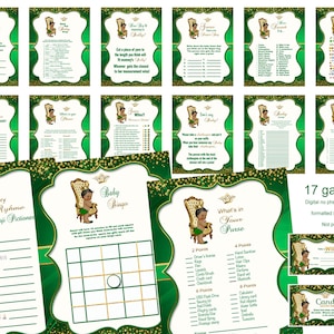 Green Baby shower games, Green prince baby shower games, digital, not personalized