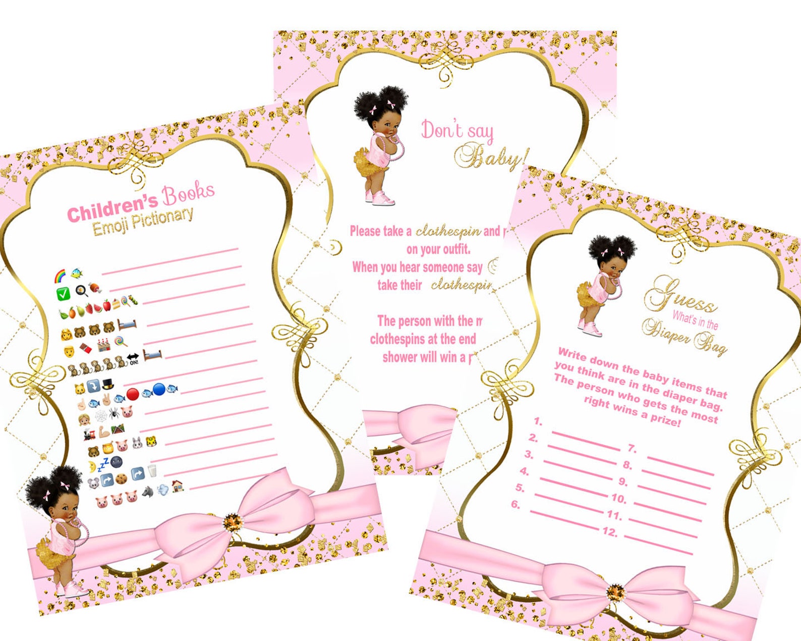 Baby Shower Games African American Princess Baby Girl Etsy