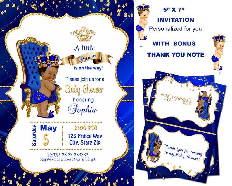 royal prince baby shower invitations