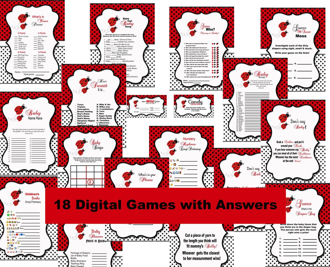 Lady Bug Red Black Girl Baby Shower Games African American Etsy