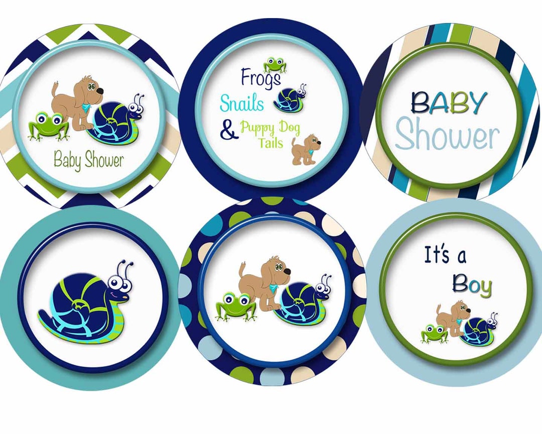 Frogs Snails and Puppy Dog Tails Baby Shower Cupcake Toppers Etsy