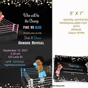 Boxer Baby Gender Reveal Invite, Boxer Theme, Boxing Baby Shower, Champ, Boxing Theme, Sports Baby Shower