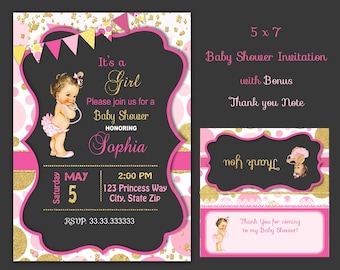 Shabby Chic Baby Shower Invitation: Vintage Girl Sprinkle (Digital Download)