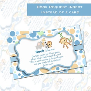 Safari brengt een boek mee, Babyboek Verzoekkaartinzetstuk, Breng een boek mee in plaats van een kaart, Babyshower Afro-Amerikaanse babyjongen