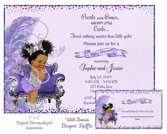 purple and silver baby shower invitations