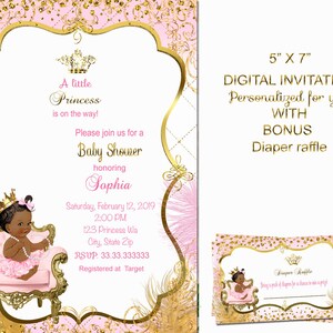 Ballerina Birthday Invitation: Pink Tutu, Gold Crown (Digital Download, 5x7 Personalized Invite)