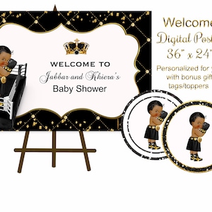 Poster de bienvenue Prince Baby Shower : thème afro-américain (téléchargement numérique