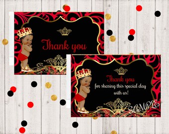 Royal Prince Thank You Note: Red African American Baby Boy (Digital Download)