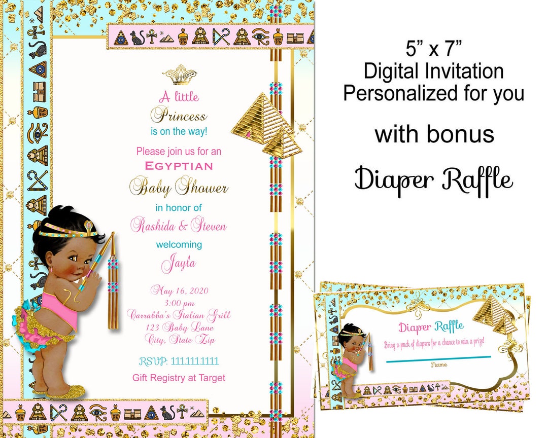 Egyptian Baby Shower Invitation, Egyptian Invitation, Cleopatra Queen