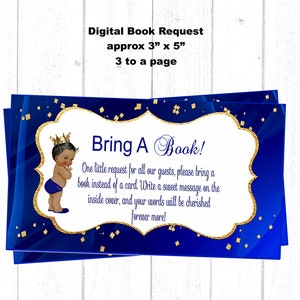 Baby's Library Printable, Baby Book Request Card Insert, Please Bring a Book Instead of a Card, Baby Shower African American baby boy