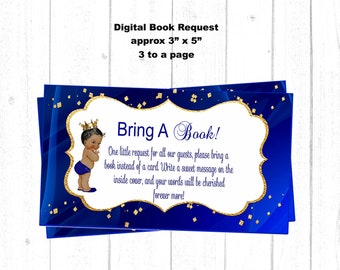 Baby's Library Printable, Baby Book Request Card Insert, Please Bring a Book Instead of a Card, Baby Shower African American baby boy