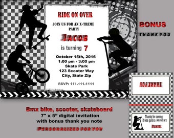 Extreme BMX Bike Birthday Invitation: Digital Download
