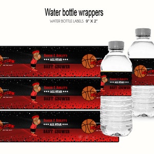 Basketball water bottle wrapper, MVP water bottle wrapper, basketball baby shower, MVP baby shower invitation available