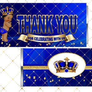 Royal Prince baby shower prince baby shower candy bar wrapper Little Prince blue & Gold African American Vintage Baby Boy sprinkle
