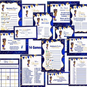 Prince Baby Shower Games Package, Baby Shower Games, Royal Party, Royal Blue and Gold Baby Shower Games
