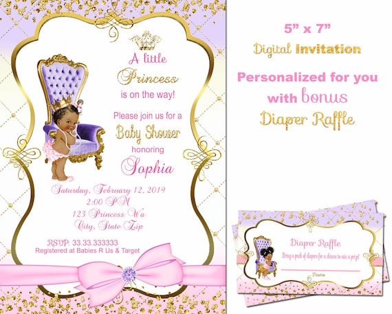 pink and gold princess baby shower invitations