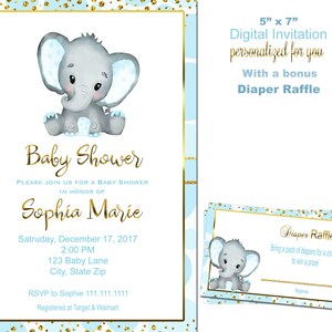 Elephant Baby Shower Invite Elephant Baby Shower Invitation Printable Elephant Invitation