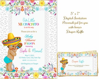 Fiesta Baby shower invitation, Muchachito, Mexican prince baby boyl, Fiesta little  prince sombrero Fiesta Baby boy, Señor, digital