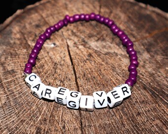 Pulsera de concientización sobre el cáncer para cuidadores: joyería de amistad elástica con cuentas de vidrio
