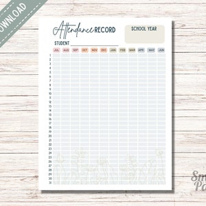 Printable Student Attendance Tracker, attendance log, attendance sheet, homeschool planner, homeschool printable, attendance record