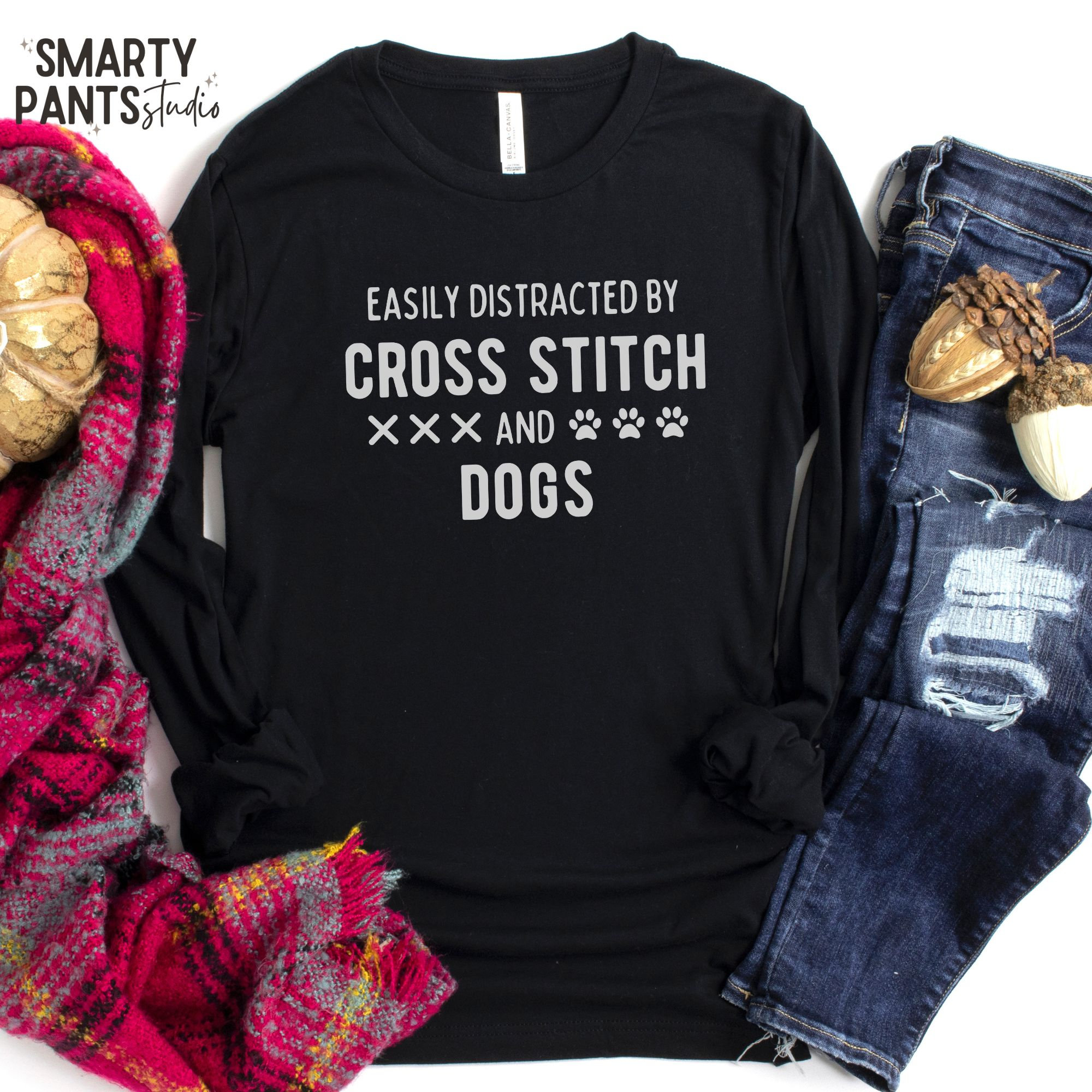 Cross Stitch & Dogs Long Sleeve Shirt: Funny Stitcher Gift - Etsy