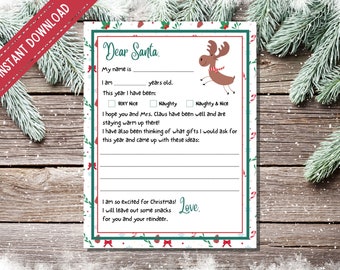 Brief an Santa Vorlage: Weihnachtswunsch Kinder (Instant Download)