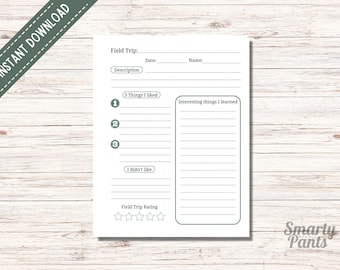 Homeschool Field Trip Log: Printable Educational Worksheet (PDF)