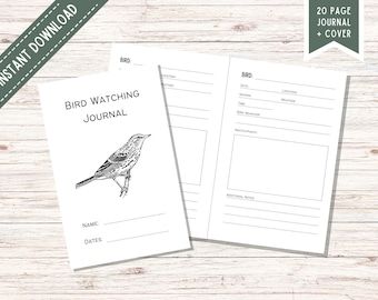 Bird Watching Log Book | Bird Watching Journal | Bird Watching Log Book for Kids | Printable Bird Log | Homeschool Printable