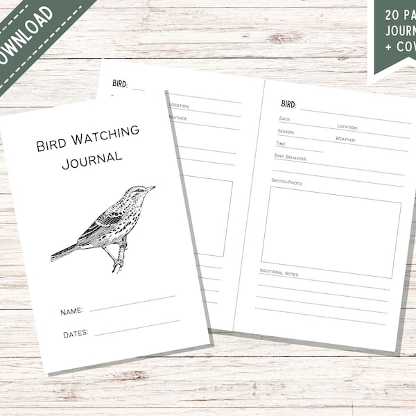 Libro de registro de observación de aves / Diario de observación de aves / Libro de registro de observación de aves para niños / Registro de aves imprimible / Imprimible en casa