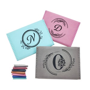 Contact Card Case Personalized  Custom Business Card Holder Leatherette