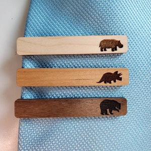 Custom Engraved Wood Tie Bar Clip Gift