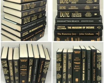 Black Book Bundle of (8) Gold/Copper/Silver Font Titles...Modern Books, Contemporary Decor, Instant Library, Man Cave Books, Black Books