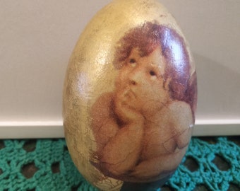 Wooden EASTER Angel EGG, hand decorated